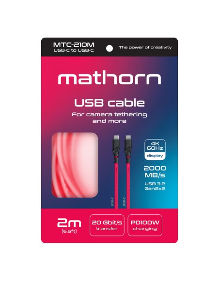 Kabel fotograficzny Mathorn MTC-210M 2m 20Gbps 4K 60Hz PD100W USB C-C Magenta