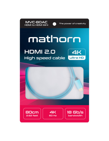 Mathorn video cable MVC-80AC HDMI - HDMI Mini C 2.0 4K 60Hz 18Gbps 80cm