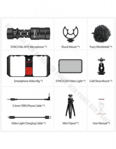 Synco Vlogger Kit 1 zestaw mikrofon M1S, lampa...