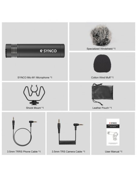 Synco M1 mikrofon nakamerowy - kardioidalny z mocowaniem antishock