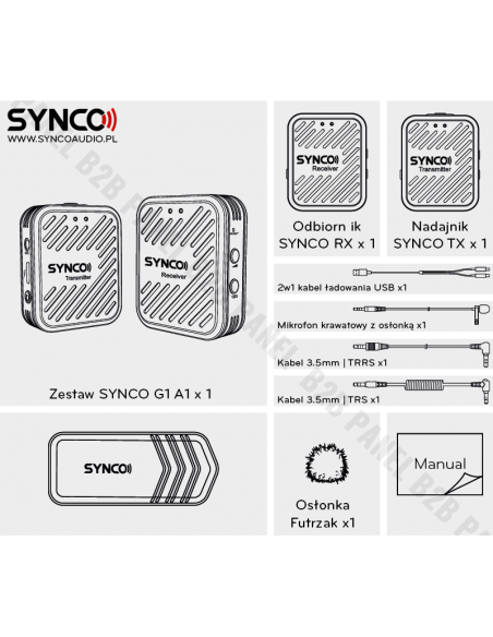 Synco G1 A1 White bezprzewodowy system mikrofonowy 2,4 GHz
